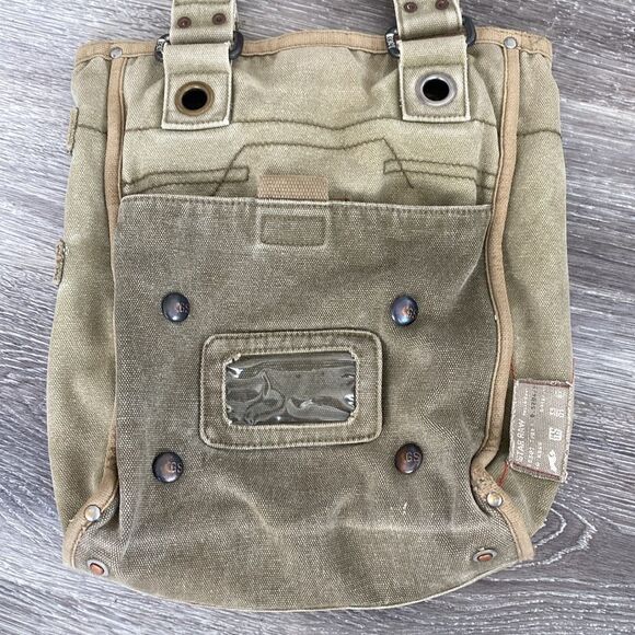 Rare G-Star Olive Green Khaki Canvas Tote Bag Adjustable Straps Street Military - Picture 7 of 16